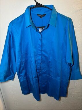 LISETTE Men’s Bright Blue Casual Button-Down Shirt